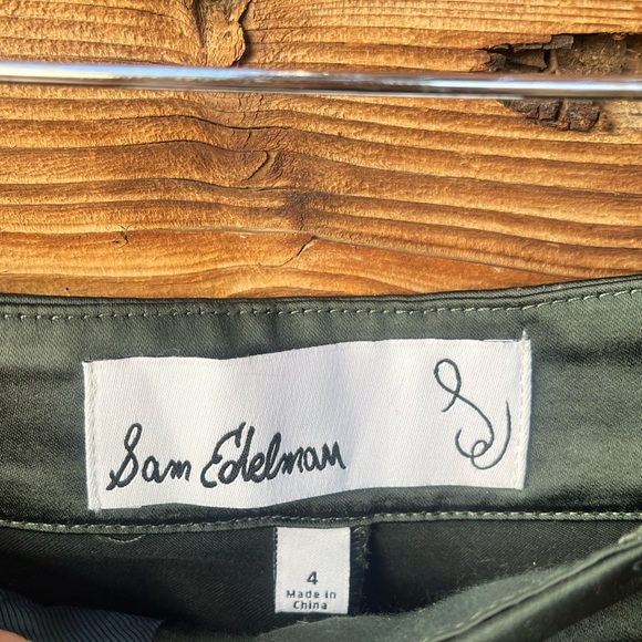 SAM EDELMAN | Satin Green Trouser Pants 4 - Picture 4 of 6